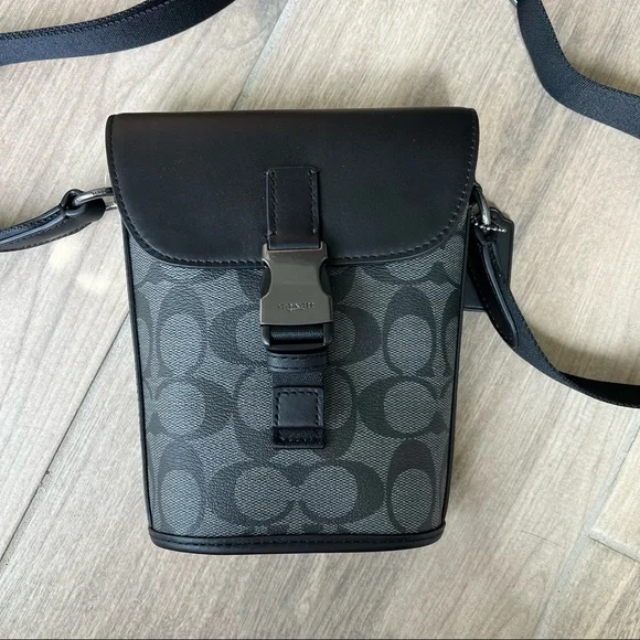 Coach Track Small Flap Crossbody In Signature Canvas - Picture 4 of 10